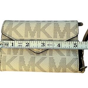Michael Kors Cream Monogram mobile wristlet card case / wallet